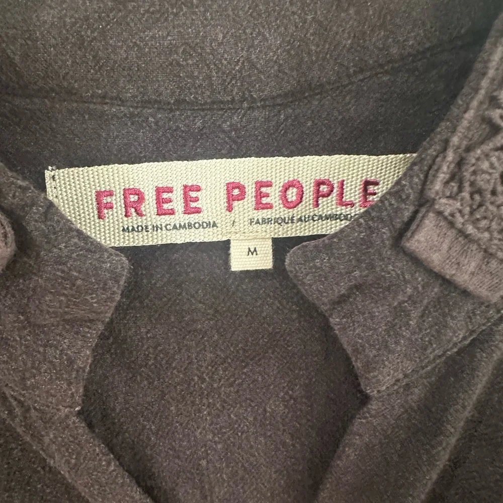 Free People Brown Suede Military-Style Lace-Trim Jacket - Picture 2 of 3